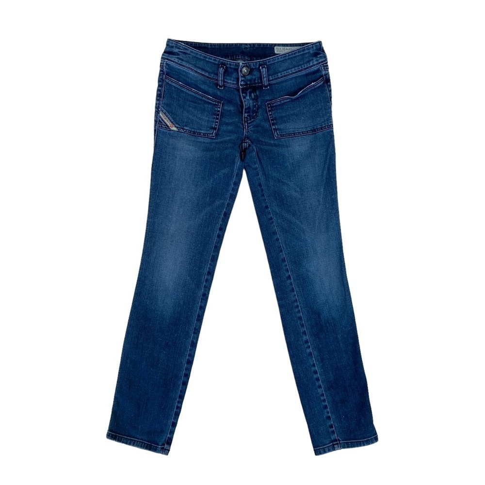 Diesel jeans Husky slim skinny low rise leather black tag blue stretch denim  25